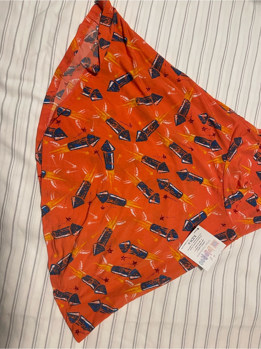 LuLaRoe Azure Orange Rocket Print Kids Skirt